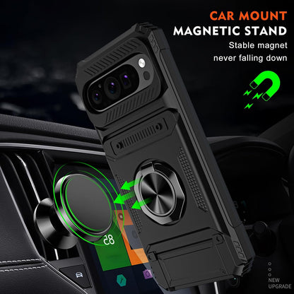 Google Pixel 9 Hoesje - Zwart - Armor Kickstand Back Cover