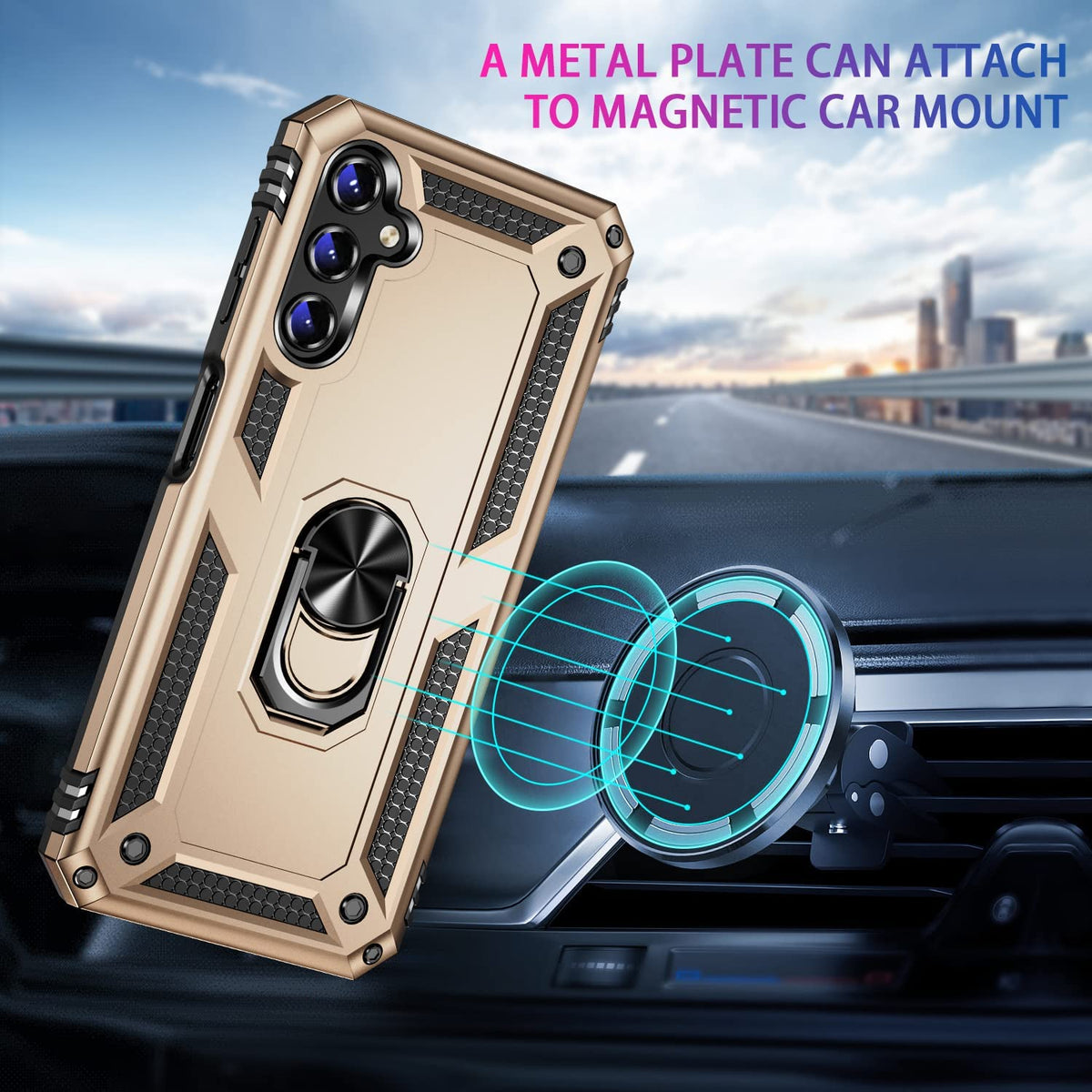 Samsung Galaxy A14 4G Hoesje - Goud - Armor Kickstand Back Cover