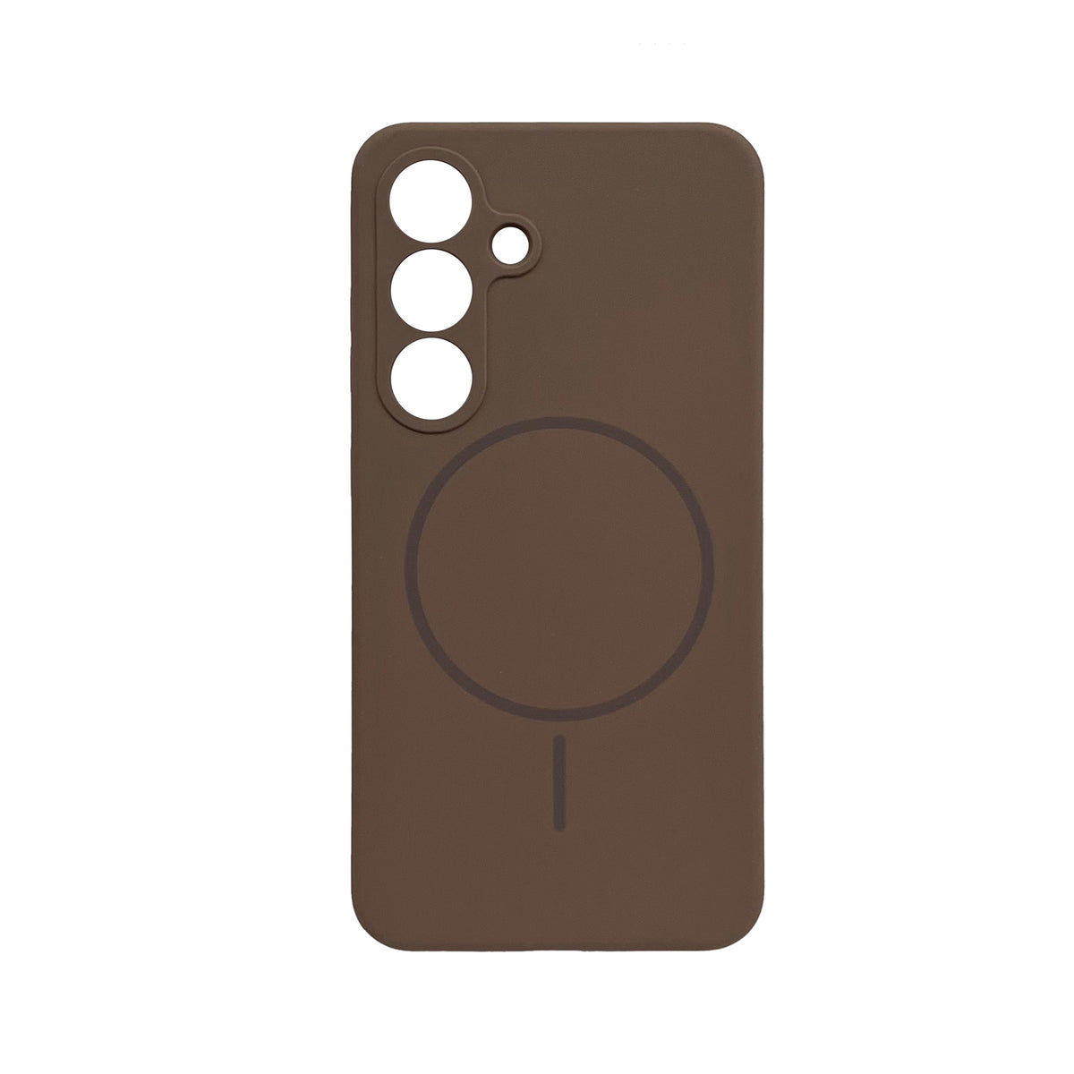 Samsung Galaxy S25 Hoesje - Bruin - Liquid Siliconen MagSafe Thin Ring Back Cover