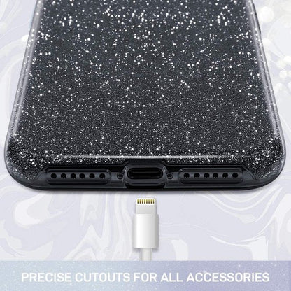 Apple iPhone 7 Hülle - Schwarz - Glitzer-Backcover