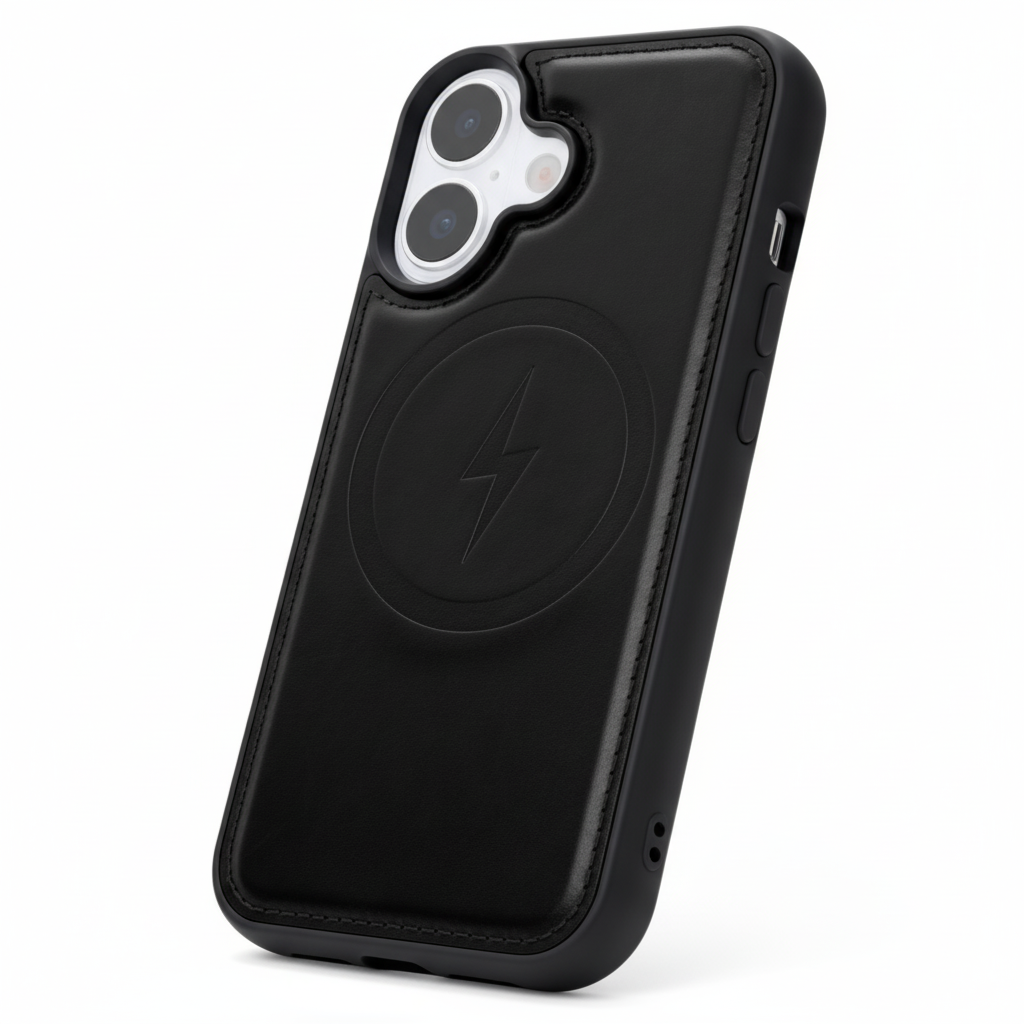 Apple iPhone 17 Hülle - Charcoal Gray - Echtleder-MagSafe-Backcover
