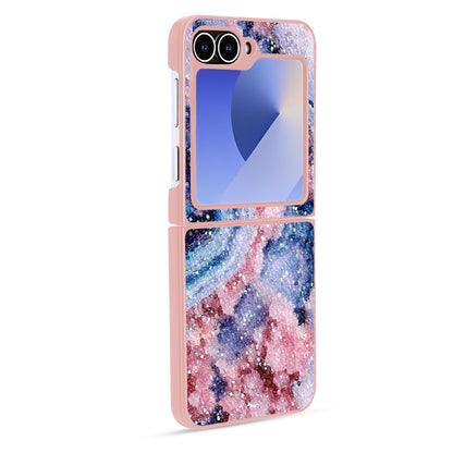 Samsung Galaxy Z Flip 6 Hoesje - Paars - Diamant Marmer Glitter Back Cover