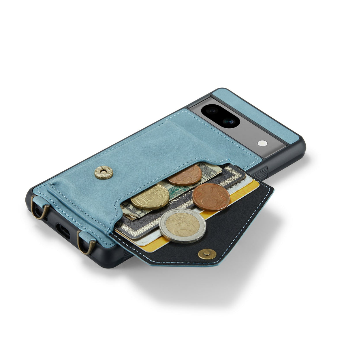 Google Pixel 8 Hoesje - Aqua Blue - Luxe Back Cover met Telefoonkoord