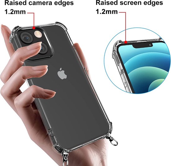 Apple iPhone 14 Plus Hoesje - Transparant - Siliconen Back Cover met Telefoonkoord