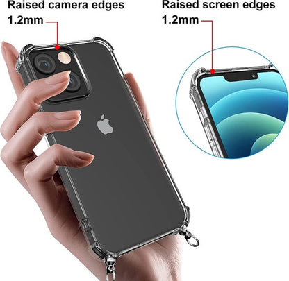Apple iPhone 14 Plus Hoesje - Transparant - Siliconen Back Cover met Telefoonkoord
