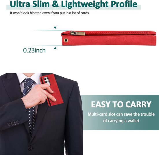 Samsung Galaxy S22 Ultra Hoesje - Rood - Extra Stevige Luxe Bookcase met Rits en Vakken