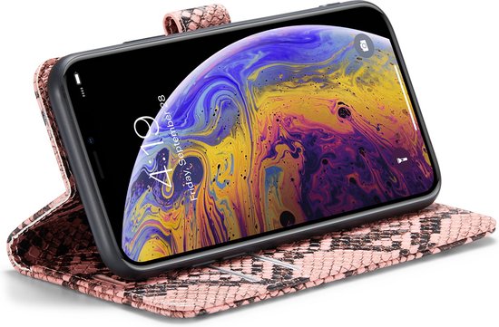 iPhone X / XS Hoesje - Roze - Slangen Bookcase