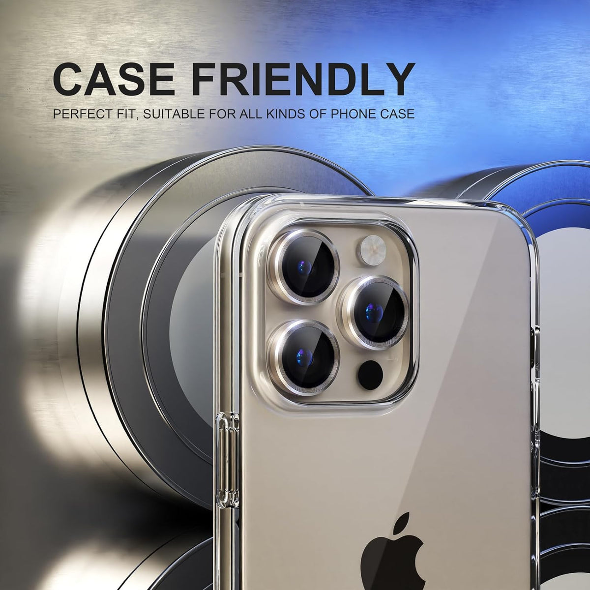 Apple iPhone 15 Pro Lens Protector - Grijs - 1 Stuk