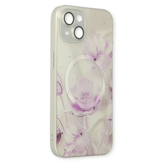 Apple iPhone 13 Hülle - Lila - Silikon-Marmor-MagSafe-Backcover