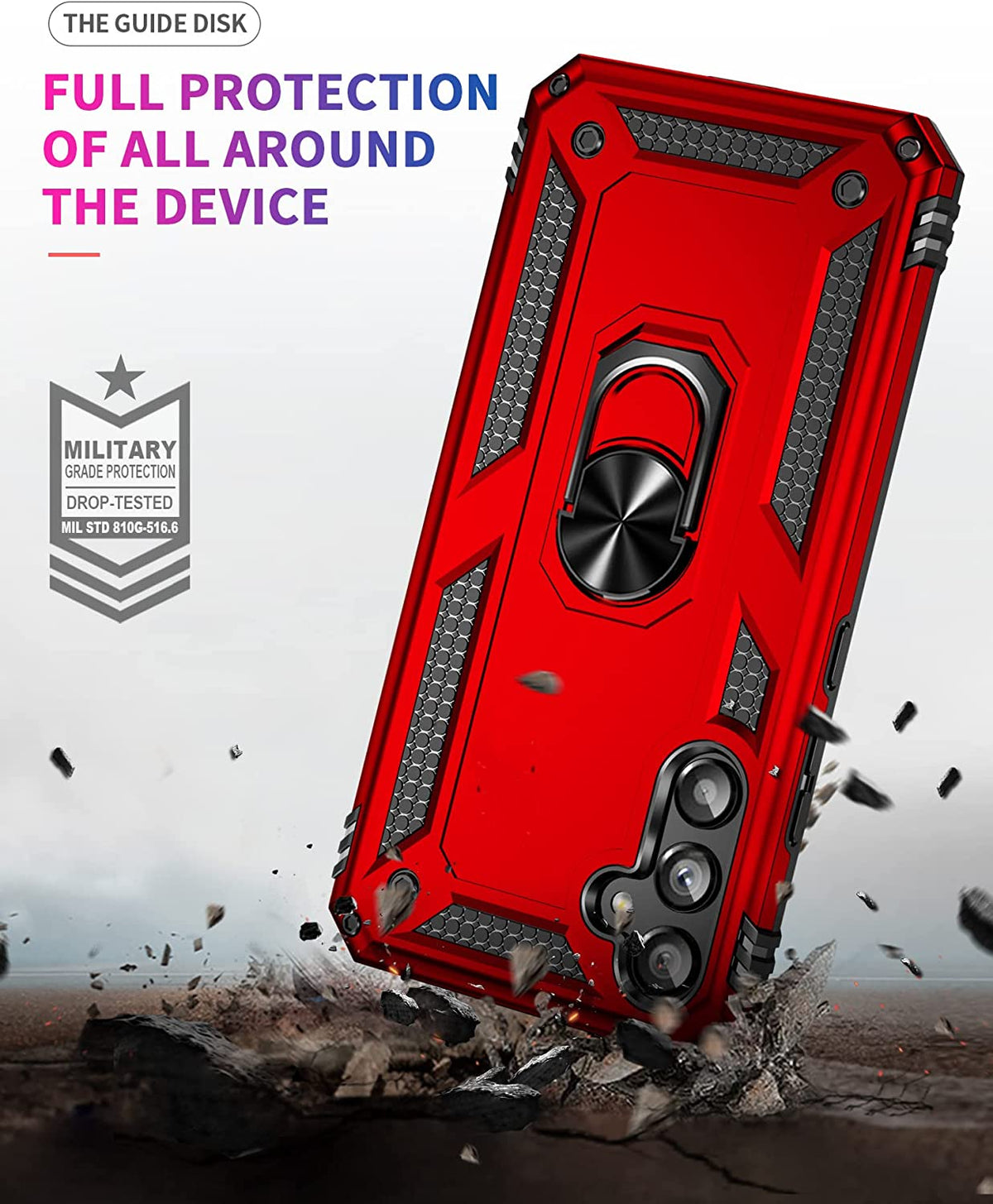 Samsung Galaxy A55 Hoesje - Rood - Armor Kickstand Back Cover