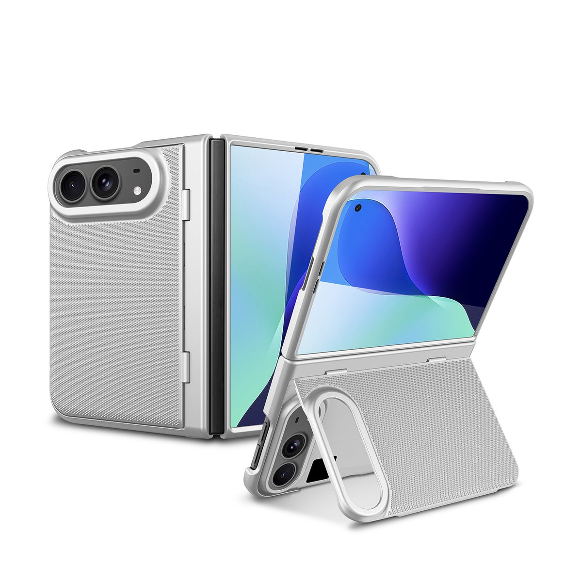 Apple iPhone Duo Hoesje - Zilver - Back Cover met Kickstand