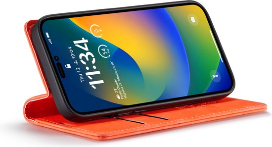 Apple iPhone 14 Pro Hoesje - Topaz Orange - Dunne Bookcase