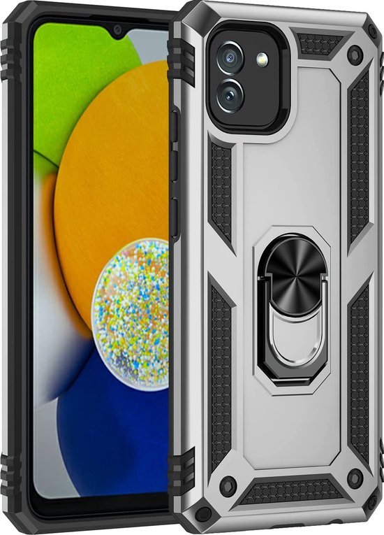 Samsung Galaxy A03 Hoesje - Grijs - Armor Kickstand Back Cover