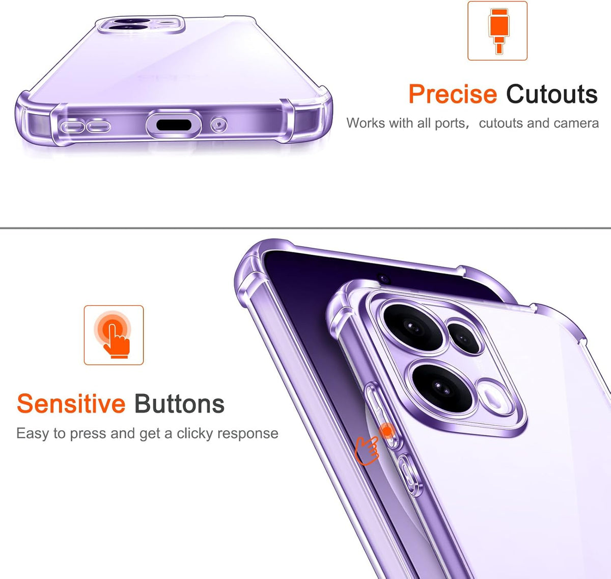 Oppo Reno 13 Pro Case - Clear - Shockproof Back Cover