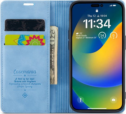 Apple iPhone 14 Pro Max Hülle - Sky Blue - Schlanke Klapphülle mit Kartenfach
