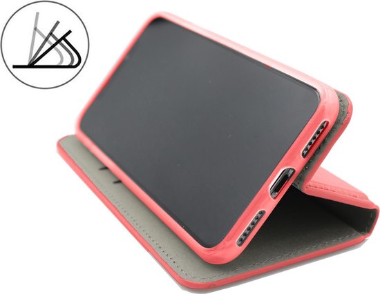 Apple iPhone 12 Mini Hoesje - Rood - Luxe Kunstlederen Portemonnee Bookcase