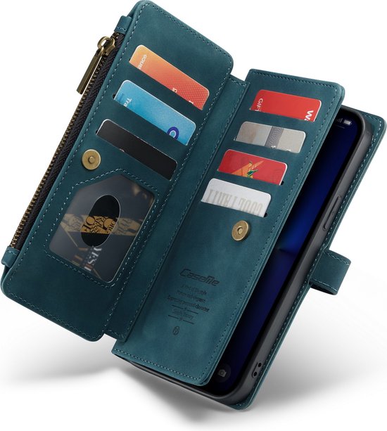 Apple iPhone 13 Pro Max Hoesje - Emerald Green - Luxe Bookcase met Rits