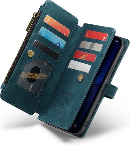 Apple iPhone 13 Pro Max Hoesje - Emerald Green - Luxe Bookcase met Rits