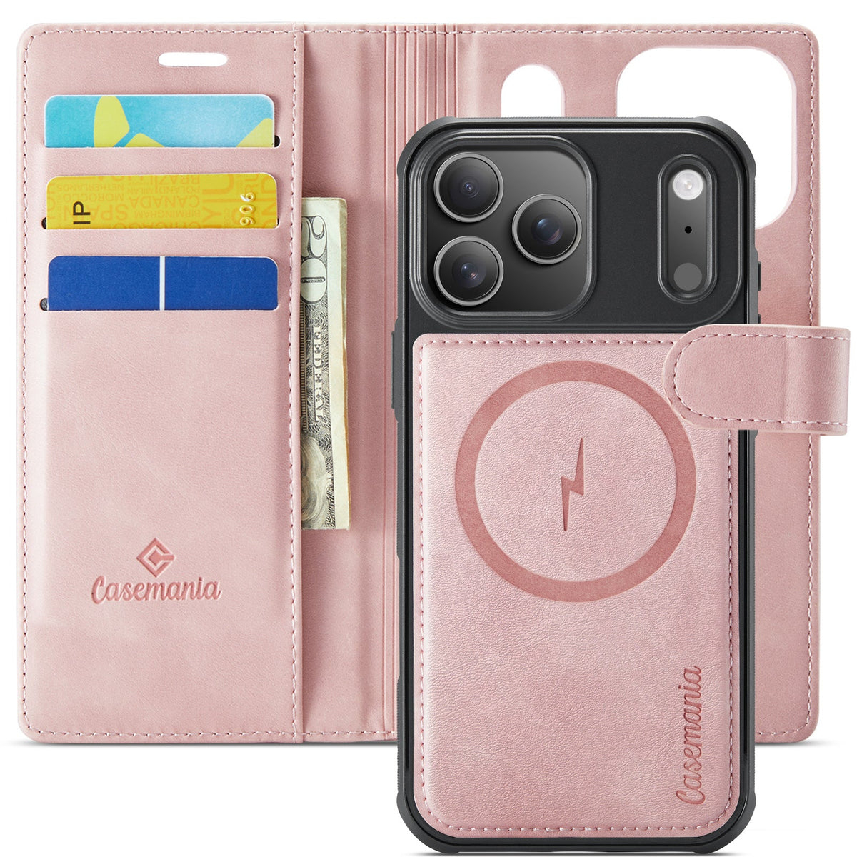 Apple iPhone 17 Pro Hoesje - Pale Pink - Luxe 2 in 1 MagSafe Bookcase