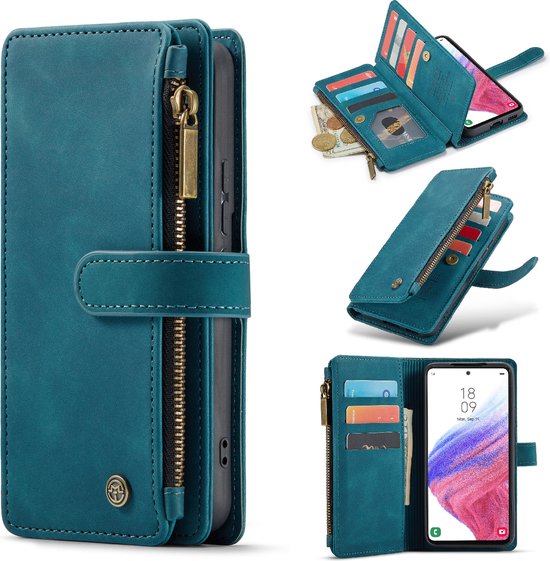 Samsung Galaxy S23 Plus Hoesje - Emerald Green - Extra Stevige Luxe Bookcase met Rits en Vakken