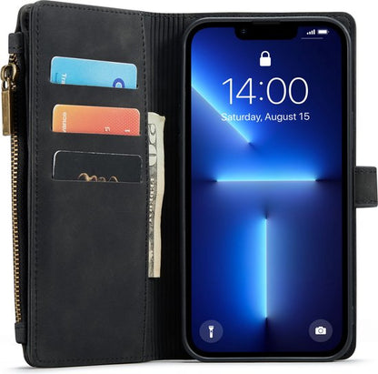 Apple iPhone 13 Pro Max Case - Charcoal Gray - Luxury Wallet Case with Zipper