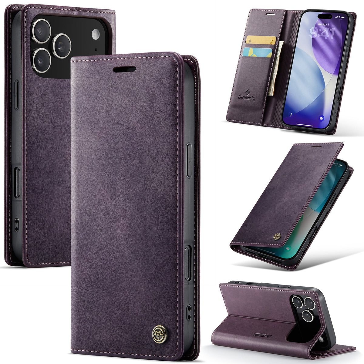 Étui pour Apple iPhone 17 Pro Max - Violet Foncé - Étui portefeuille fin et luxueux