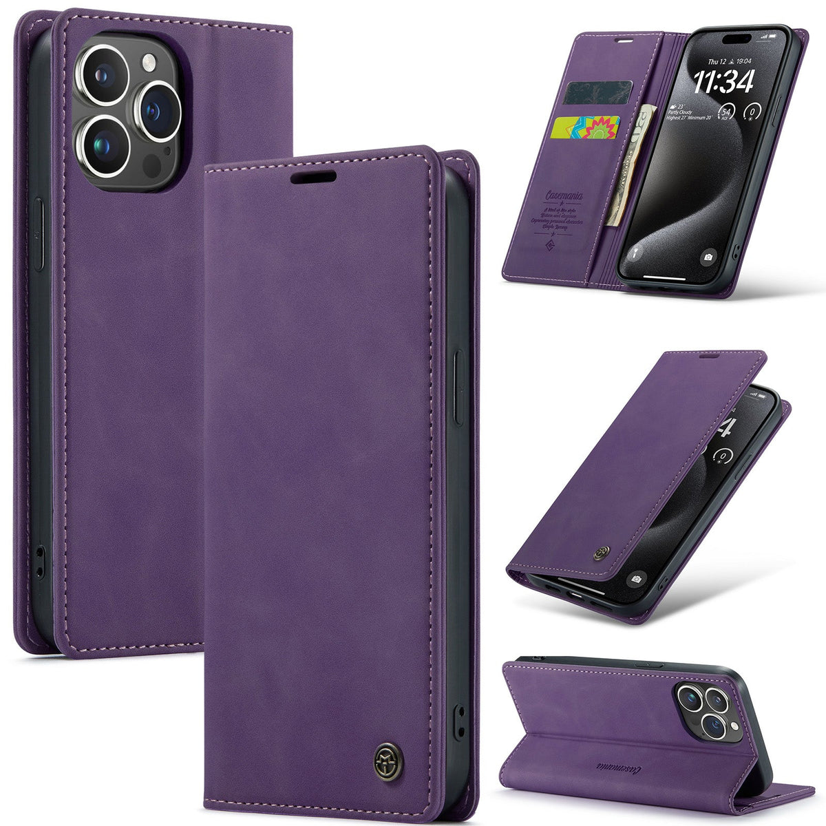 Apple iPhone 15 Hoesje - Deep Purple - Dunne Bookcase