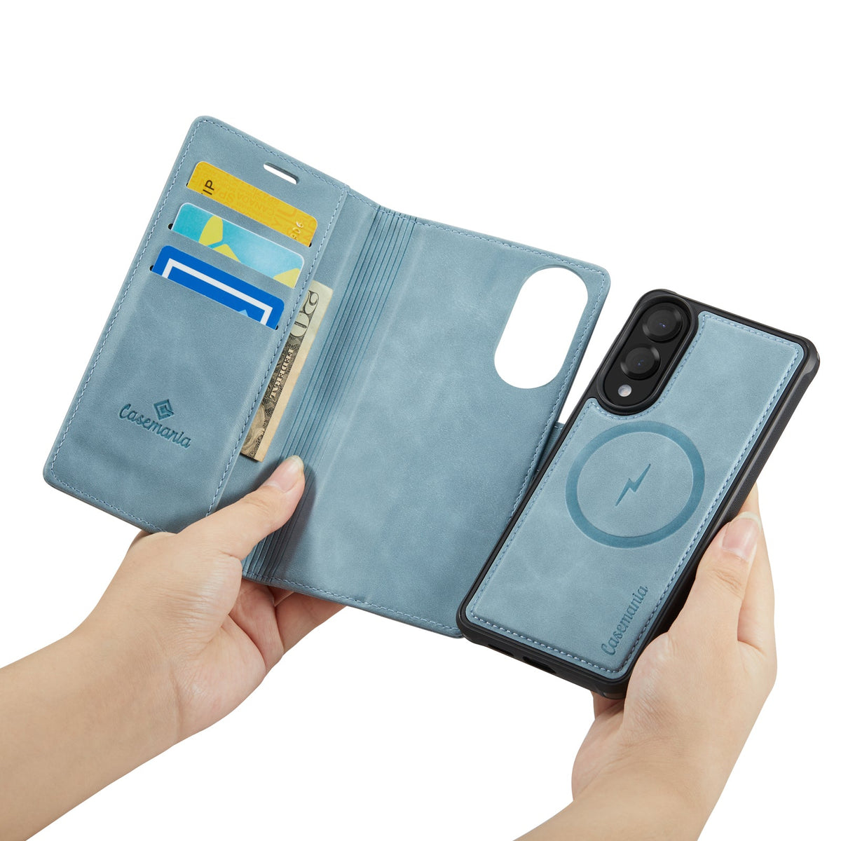 Samsung Galaxy S25 Edge Hoesje - Aqua Blue - Luxe 2 in 1 MagSafe Bookcase