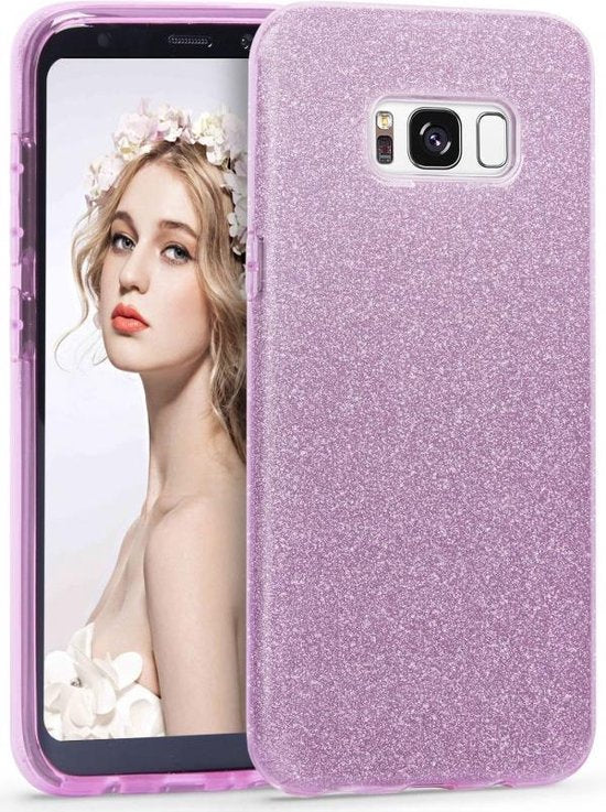 Samsung Galaxy S8 Hoesje - Paars - Glitter Back Cover