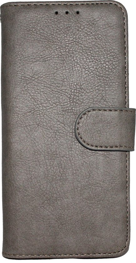 Samsung Galaxy A6+ (2018) Hoesje - Grijs - Luxe Bookcase