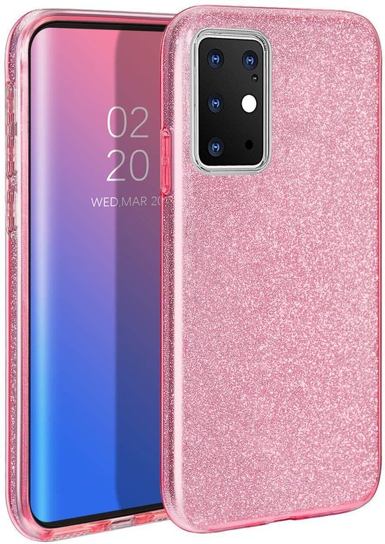Samsung Galaxy S20 Plus Hoesje - Roze - Glitter Back Cover