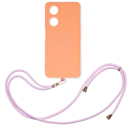 Oppo A58 Hülle - Lachsrosa - Silikon Back Cover mit Handyband