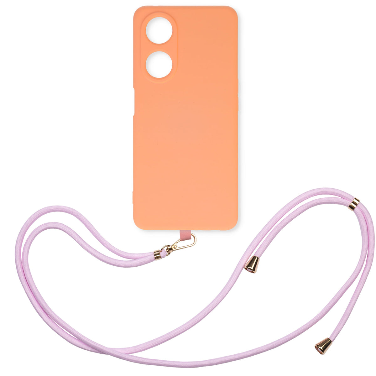 Oppo A38 Hoesje - Zalm Roze - Siliconen Back Cover met Telefoonkoord