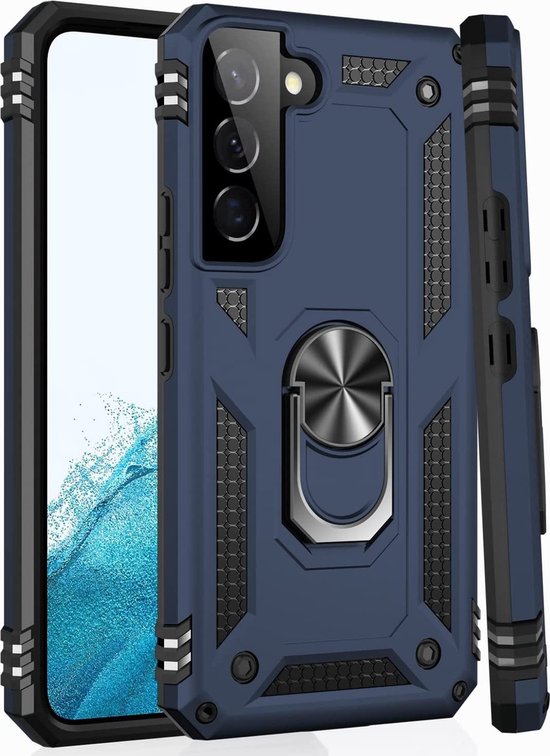 Samsung Galaxy S22 Plus Hoesje - Blauw - Armor Kickstand Back Cover