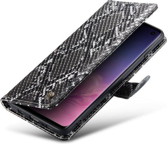 Samsung Galaxy S10+ Hoesje - Zwart - Luxe Slangen Bookcase