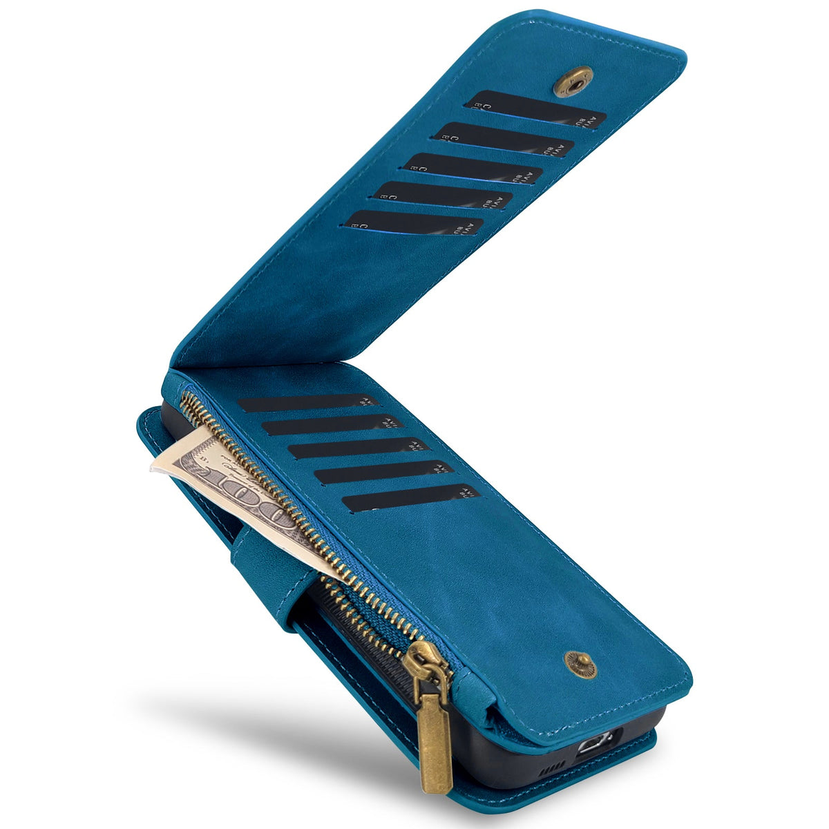 Apple iPhone 16 Plus Hoesje - Navy Blue - 2 in 1 Bookcase met Rits