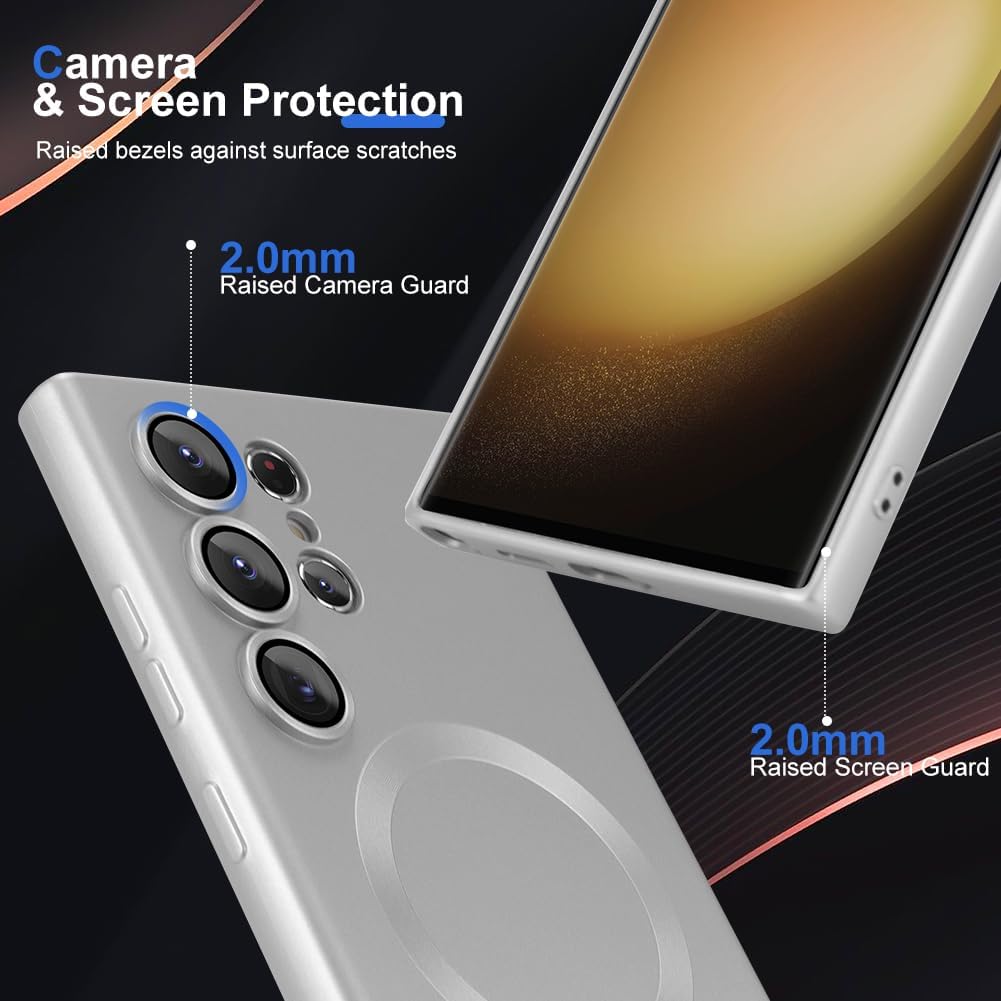 Samsung Galaxy S24 Ultra Hoesje - Zilver - Matte Siliconen MagSafe Back Cover