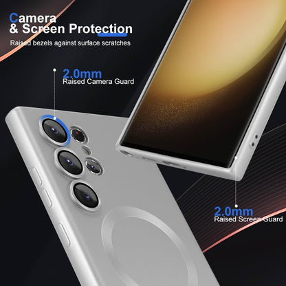 Samsung Galaxy S24 Ultra Hoesje - Zilver - Matte Siliconen MagSafe Back Cover