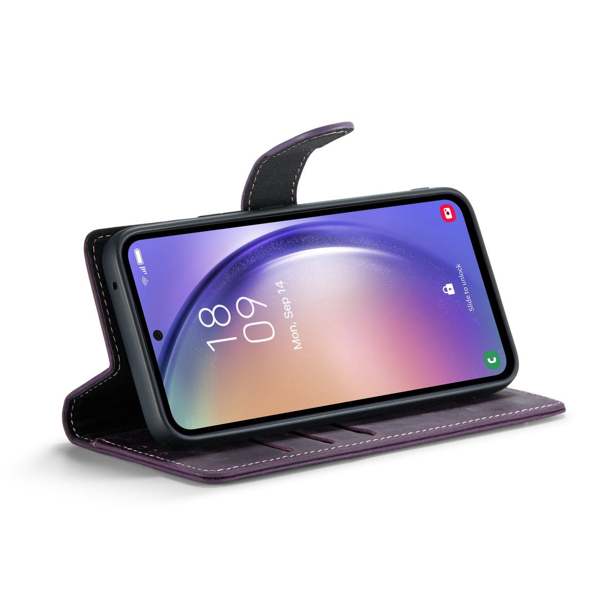 Samsung Galaxy A54 Hoesje - Dark Purple - Echt Leren 2 in 1 Bookcase