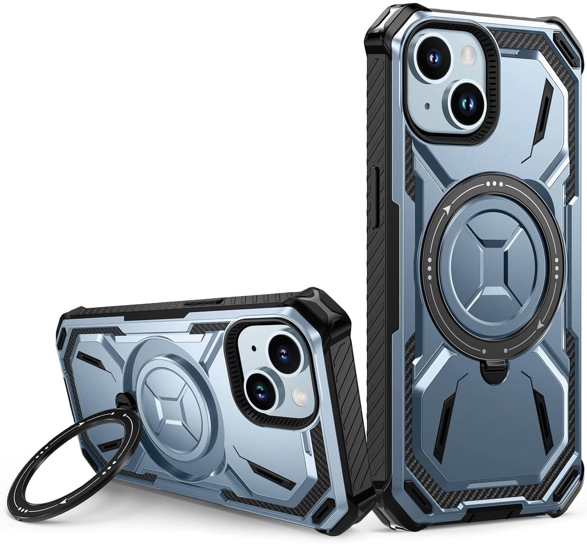 Apple iPhone 15 Plus Case - Blue - Armor Kickstand MagSafe Back Cover