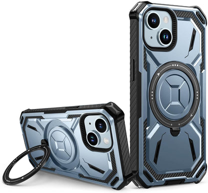 Apple iPhone 15 Plus Case - Blue - Armor Kickstand MagSafe Back Cover