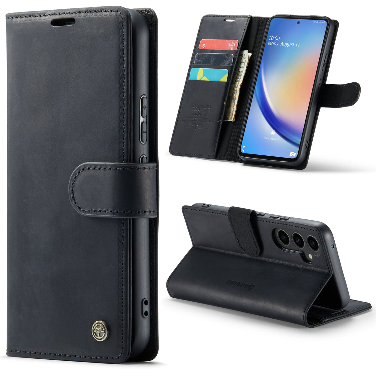 Samsung Galaxy S23 Ultra Hoesje - Charcoal Gray - Echt Leren Bookcase