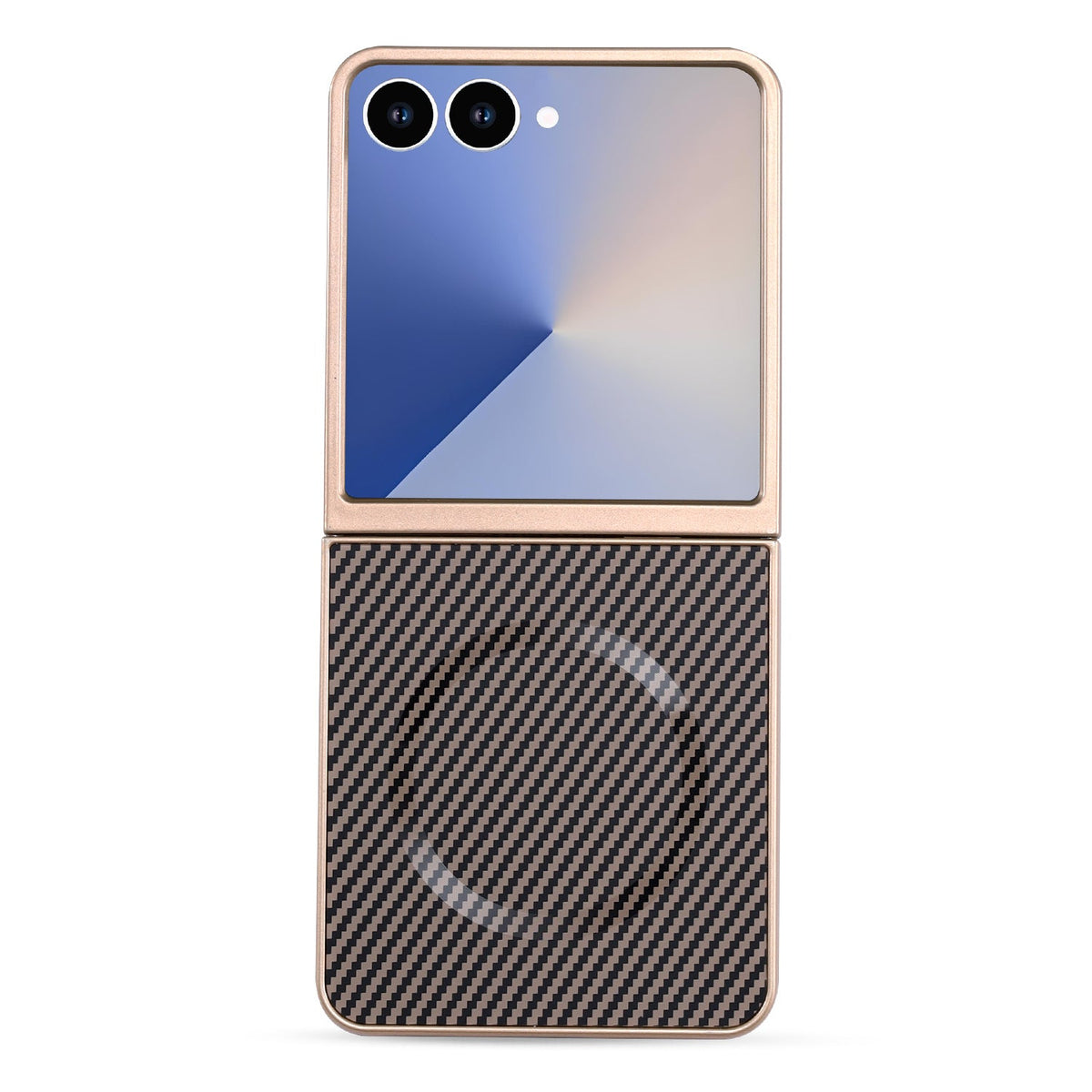 Samsung Galaxy Z Flip 7 Hoesje - Goud - Carbon MagSafe Back Cover
