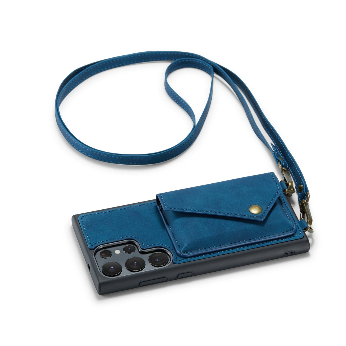 Samsung Galaxy S23 Ultra Hoesje - Navy Blue - Luxe Back Cover met Telefoonkoord