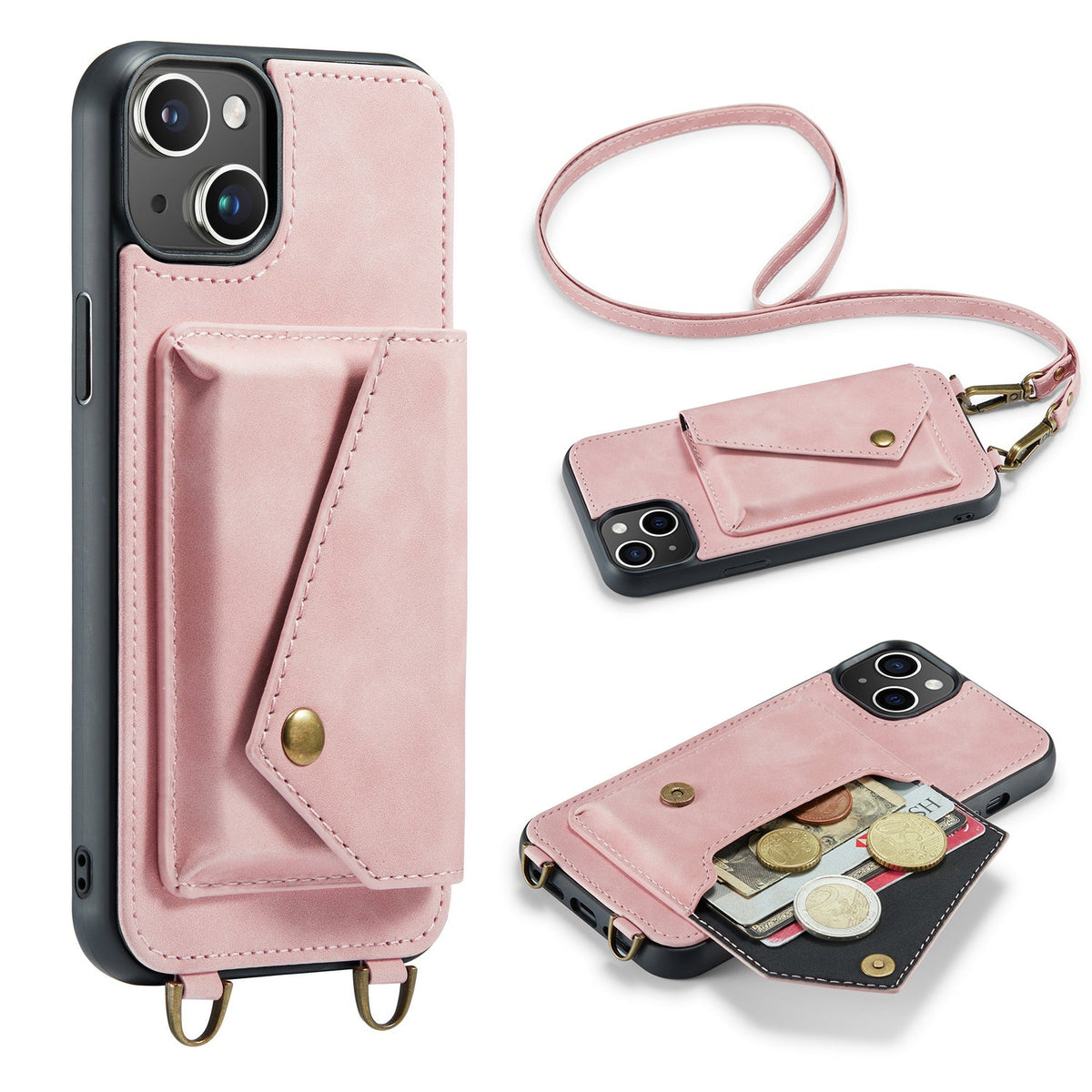 Apple iPhone 14 Plus Hoesje - Pale Pink - Luxe Back Cover met Telefoonkoord