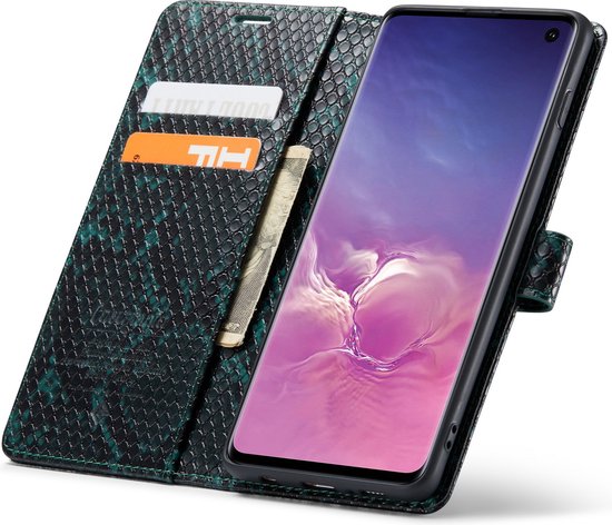 Samsung Galaxy S10+ Case - Green - Luxury Snakeskin Flip Case