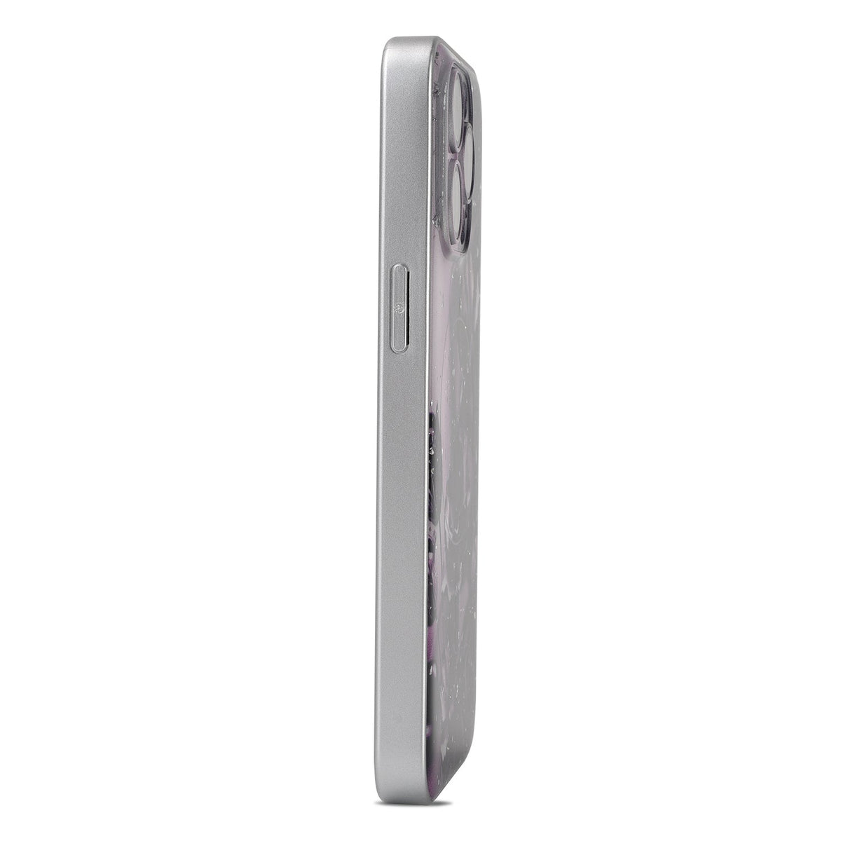 Apple iPhone 14 Pro Hoesje - Donker Paars - Bloemen Glitter MagSafe Back Cover