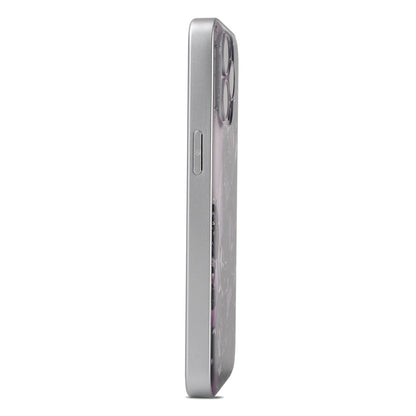 Apple iPhone 14 Pro Hoesje - Donker Paars - Bloemen Glitter MagSafe Back Cover