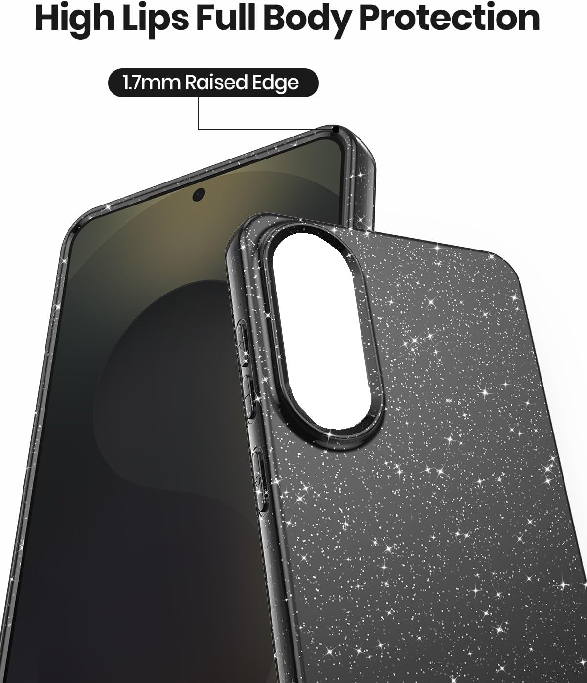 Samsung Galaxy S25 Edge Hoesje - Zwart - Glitter Back Cover