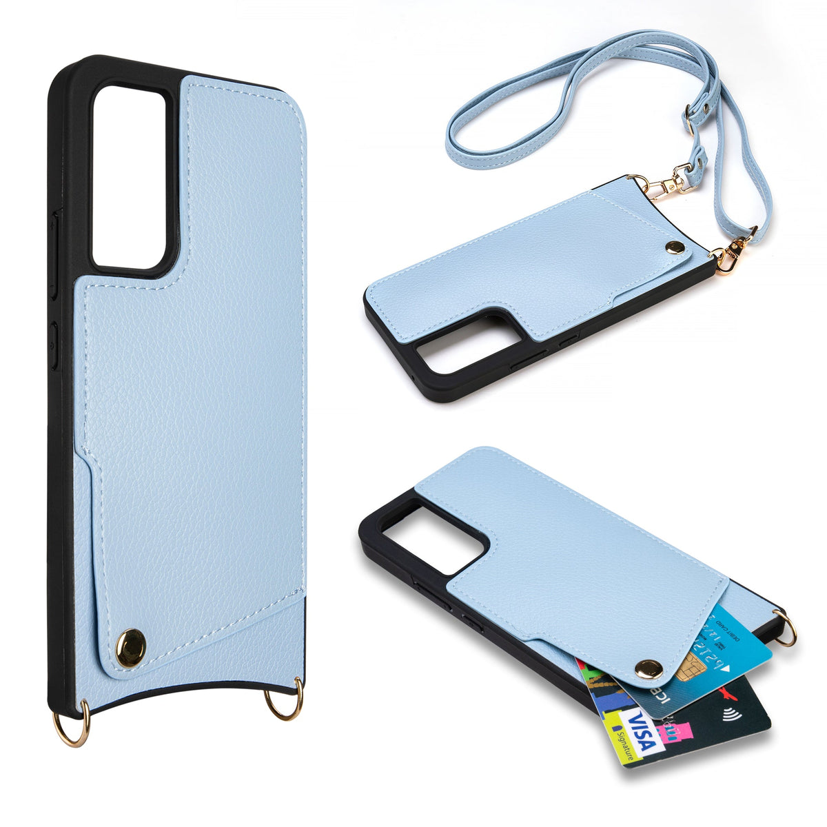 Samsung Galaxy A14 Hoesje - Blauw - Back Cover met Pols Bandje